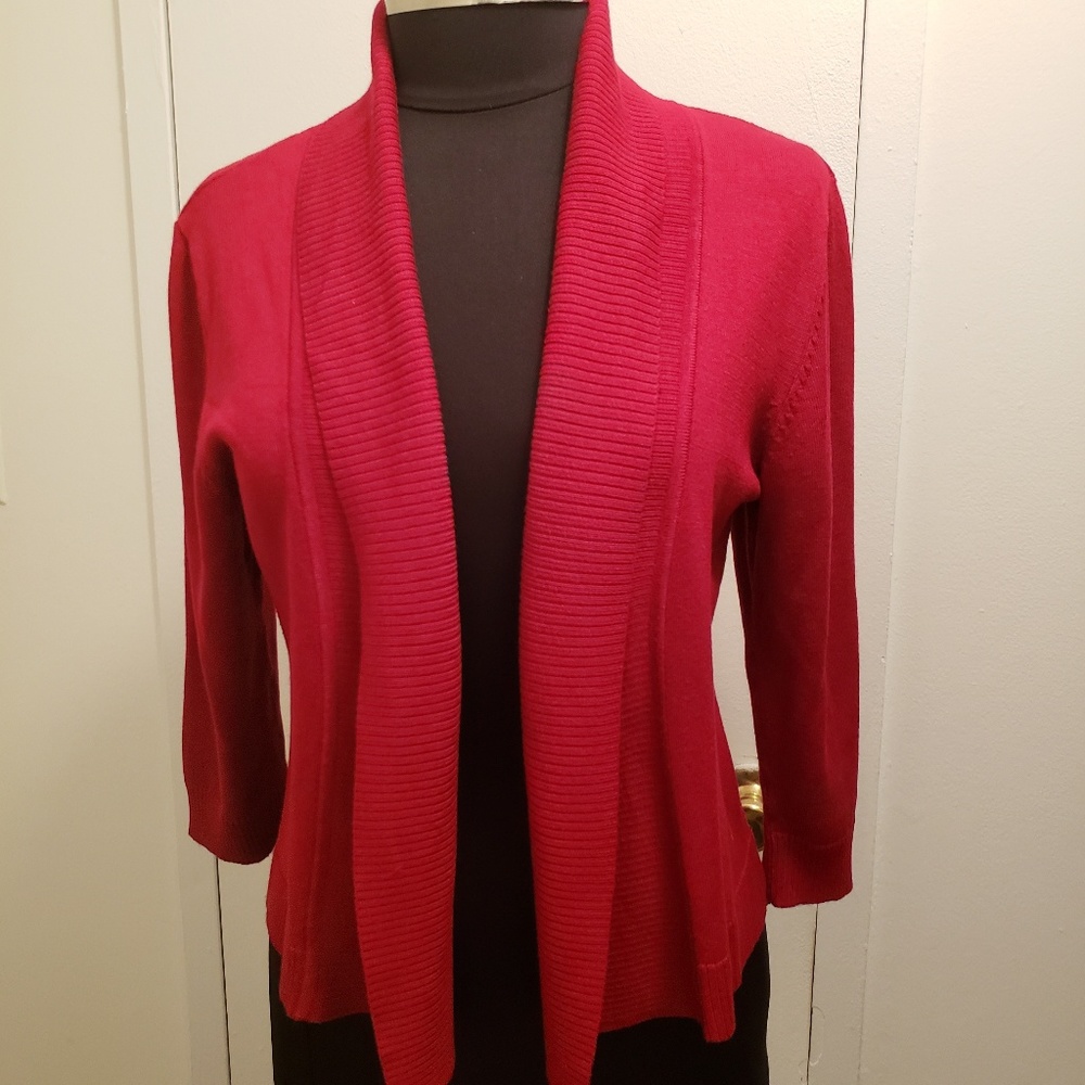 89th and Madison Deep Red Cardigan. SizeLarge.